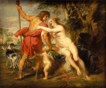 Peter Paul Rubens, Venus and Adonis, probably mid-1630s, Oil on canvas, 77 3/4 x 95 5/8 in. (197.5 x 242.9 cm), The Metropolitan Peter Paul Rubens, Venus and Adonis, probably mid-1630s, Oil on canvas, 77 3/4 x 95 5/8 in. (197.5 x 242.9 cm), The Metropolitan